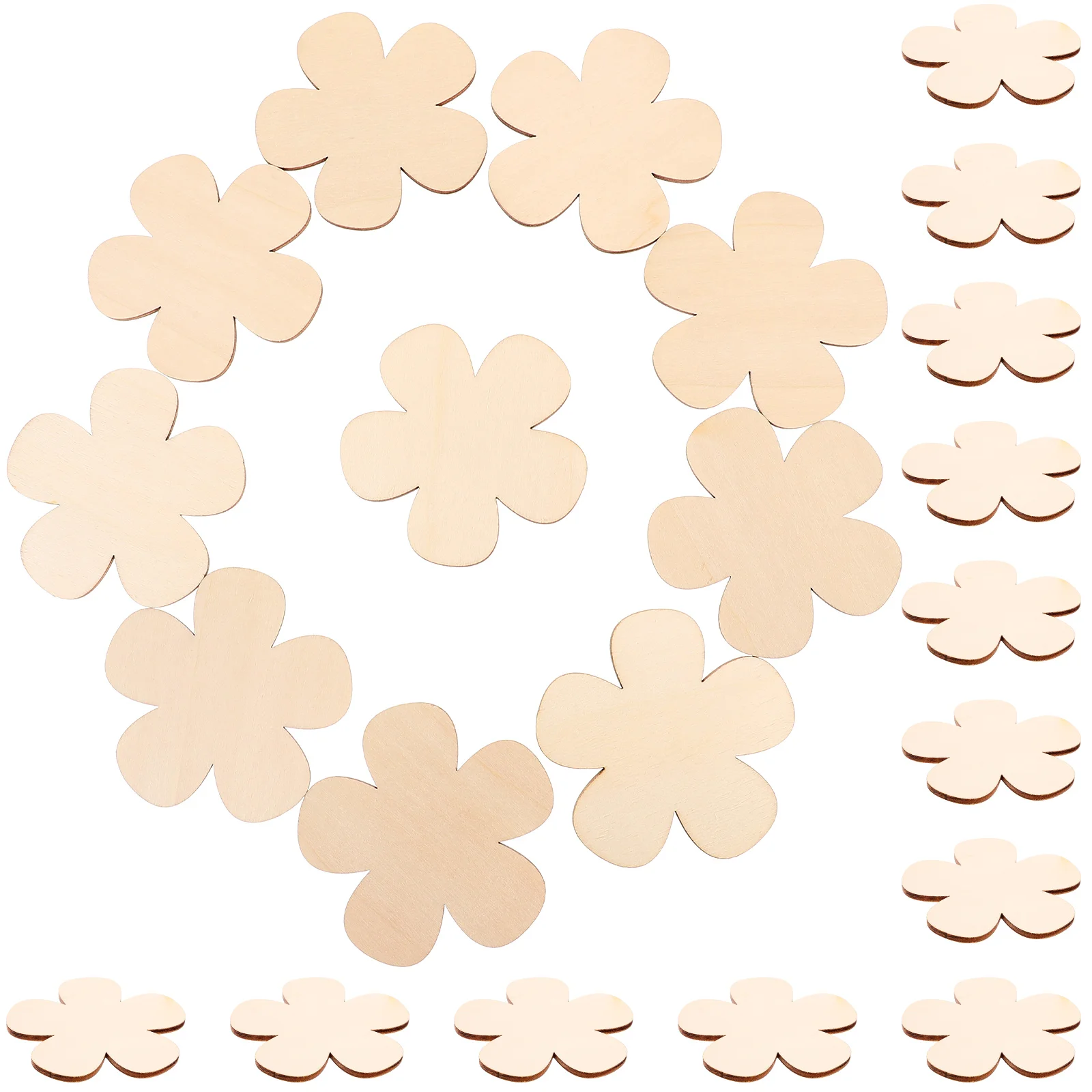 

60pcs Wooden Flower Slices Blank Unfinished for DIY Crafts Decor Valentine Living Room Study Bedroom Office Sewing Accessories