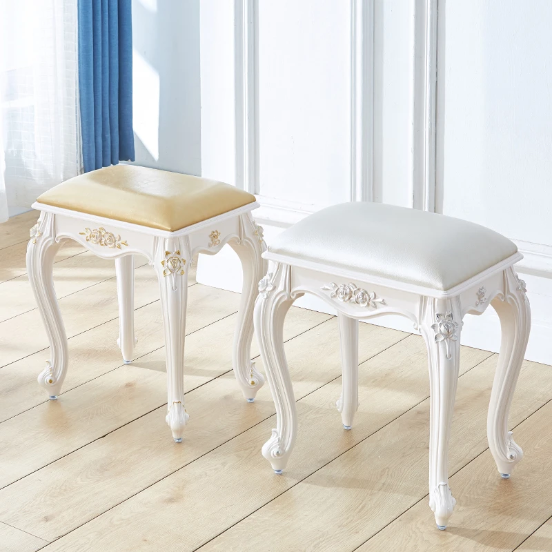 Bedroom dressing table stool Living room sofa Footrest Soft bag small square stool INS Makeup stool Plastic ottoman Furniture