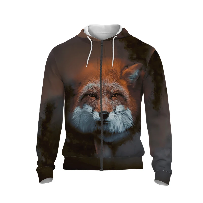 2023 Autumn Hot Selling 3D Digital Printing Cute Animal Images Zipper Hoodie Family Leisure Gathering Creative Pullover