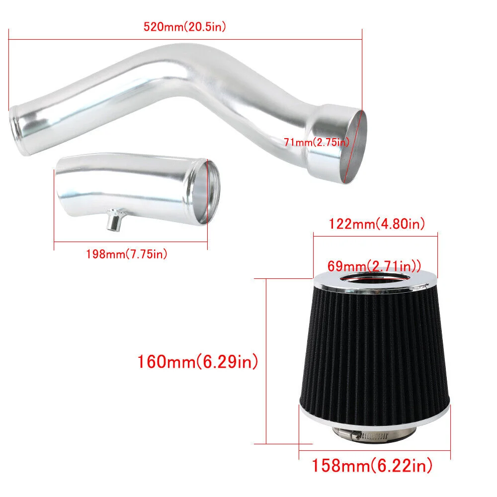 Cold Air Intake System Kit Silver Pipe & Black Filter for Nissan Altima 2002-2006 2.5L L4 US Auto Parts & Accessories