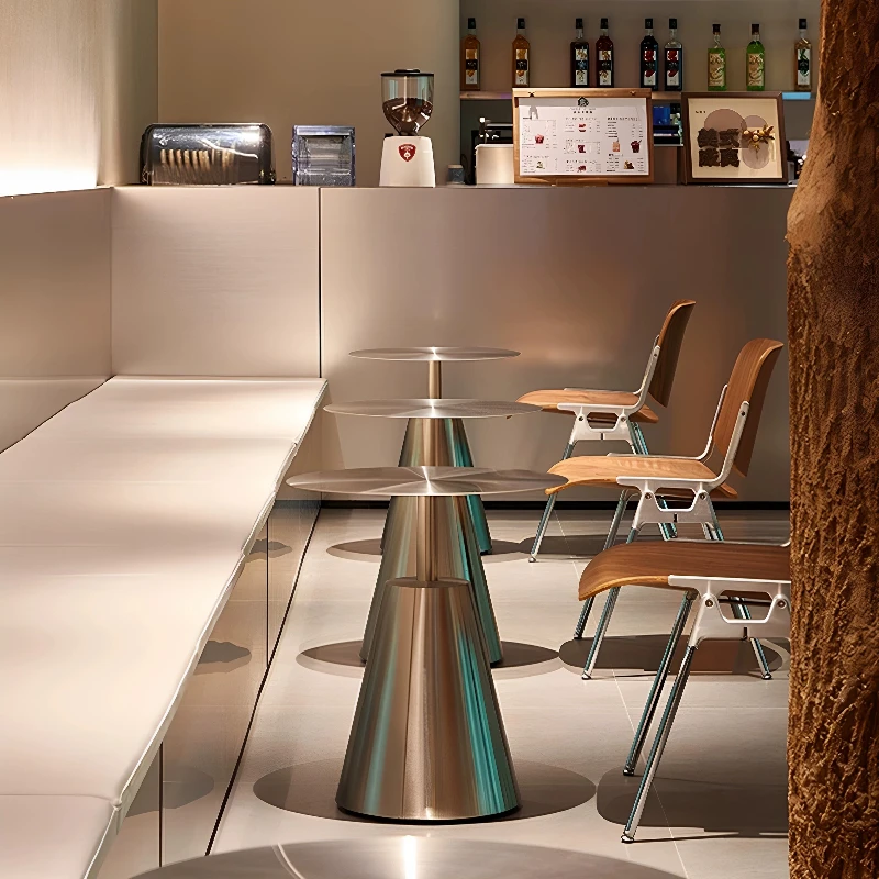 

Industrial wind stainless steel coffee shop table and chair combination commercial milk tea shop coffee table