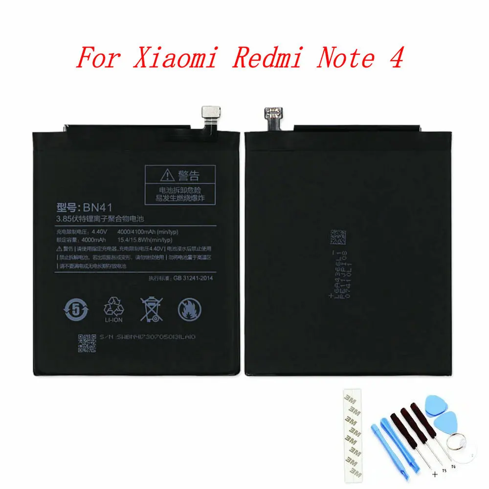 Original BN41 4100mAh Battery For Xiaomi Redmi Note 4/ Note 4X MTK Helio X20 Mobile Phone