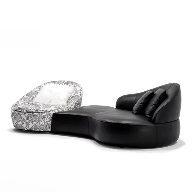 Leather sofa single living room retro first layer cowhide modern light luxury
