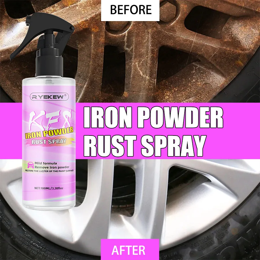 Car Wheel Hub Rust Remover,Auto Rim Cleaner,Quickly Dissolve and Remive Rust Iron Powder Rust Spray,Rust Spots Remove Spray