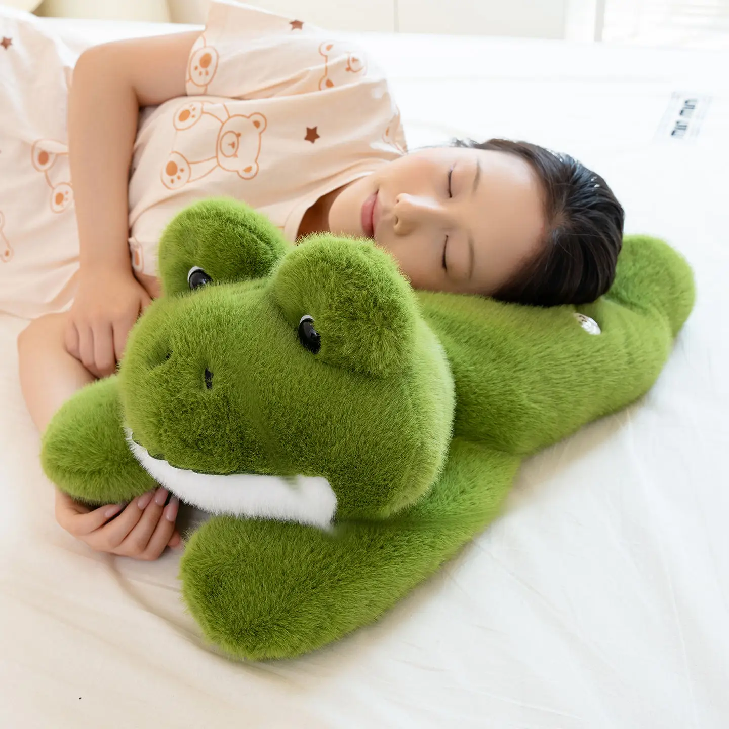 Rana gigante de simulación de 30/45cm, Animal relleno, ranas tumbadas verdes, cojín, decoración del hogar, regalo para niños, peluches suaves