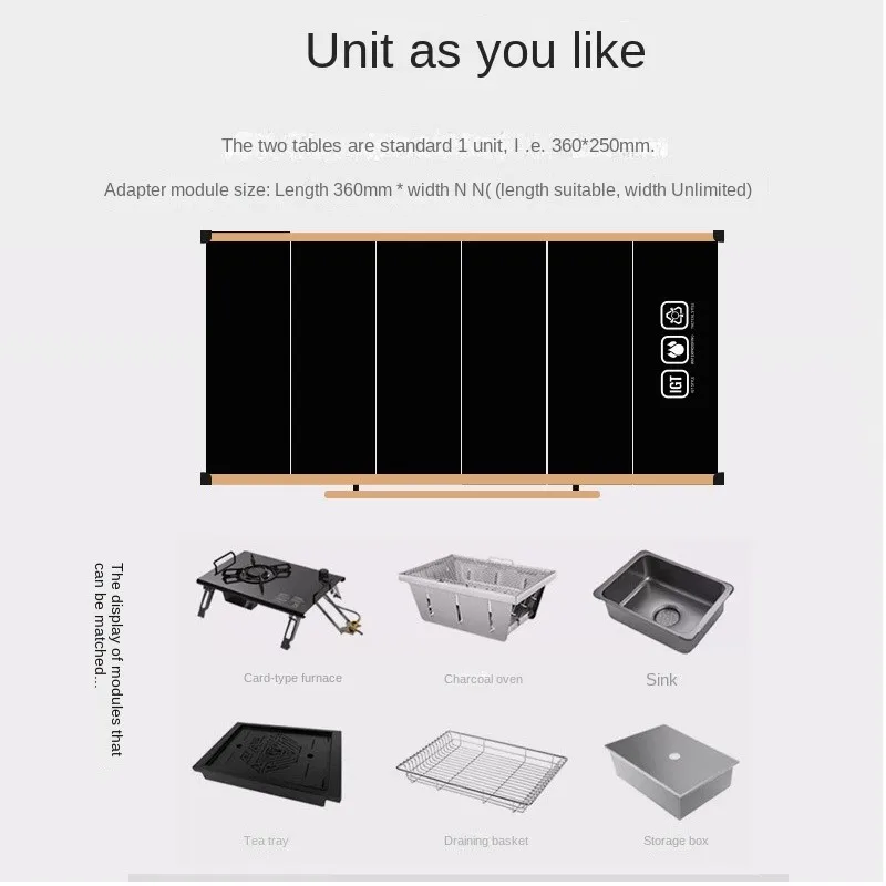 Multifunctional Elevating IGT Table Module Outdoor Gear Folding Table Picnic Camping Mobile Kitchen Barbecue Table End Table