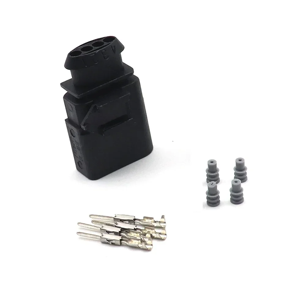 

5Set/10set 4P Flat Male Waterproof Connector 0.5-0.8mm2 1.5 Series Automotive Water Temperature ABS Sensor Plug for Car Black