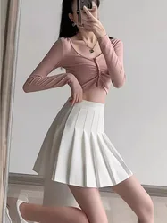 Women Pleated Skirt High Waist A-Line Mini Skirt School Girl JK Uniform Skirt Skater Skirt Tennis Skirt White Plus Size