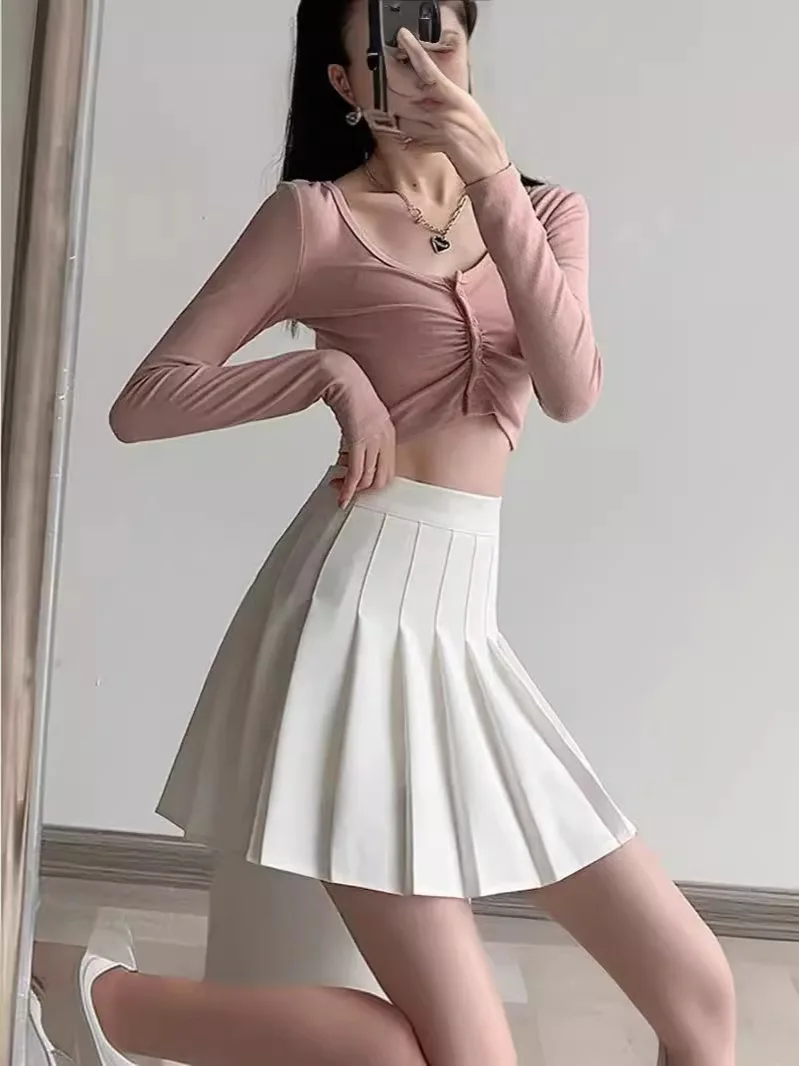 Women Pleated Skirt High Waist  A-Line Mini Skirt School Girl JK Uniform Skirt Skater Skirt Tennis Skirt White Plus Size