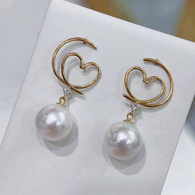 

SGARIT Perfect AAAAA серьги с жемчугом и бриллиантами, серьги из 18-каратного золота с жемчугом Эдисона, женские аксессуары для вечеринок SE62