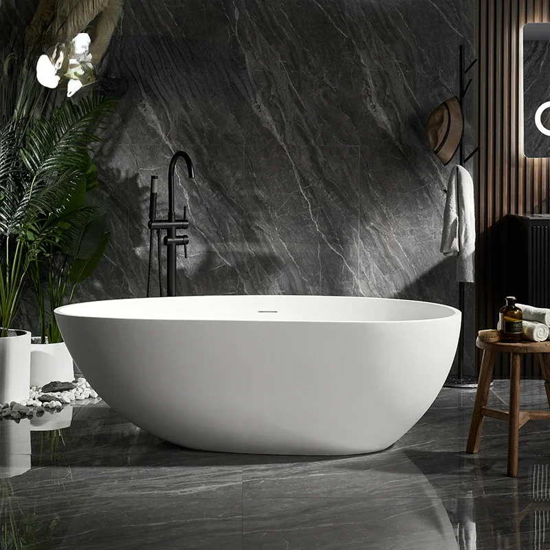 Custom Size Ce Bathtub Adult Luxury Solid Surface Artificial Stone Freestanding Soaking Bathtub