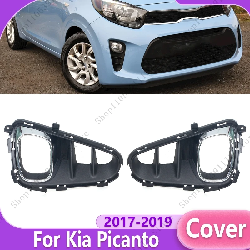 

For Kia Picanto 2017 2018 2019 Car Front Bumper Fog Light Grille Frame Fog Lamp Cover Foglamp Grille Trim Lid Bezel Hood