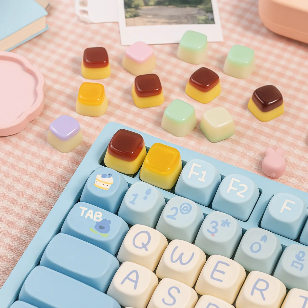 Cross Shaft Jelly Pudding Keycap Personalized Transparent Design Mechanical Keyboard Key Caps Original Dripping Jelly Texture