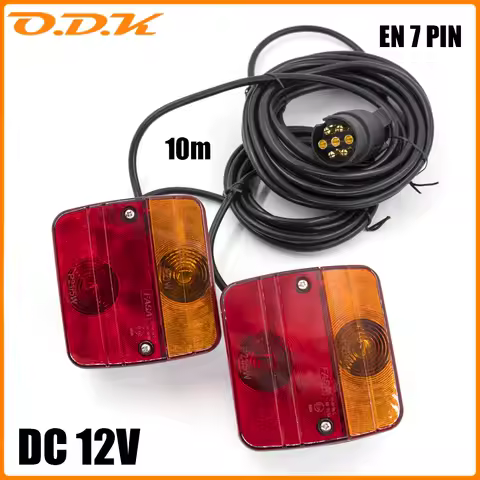 12V EN 7 Pin Trailer Tail Light with 10m Cable - Waterproof LED Rear Light with License Plate Lamp for Truck Trailer Caravan RV
