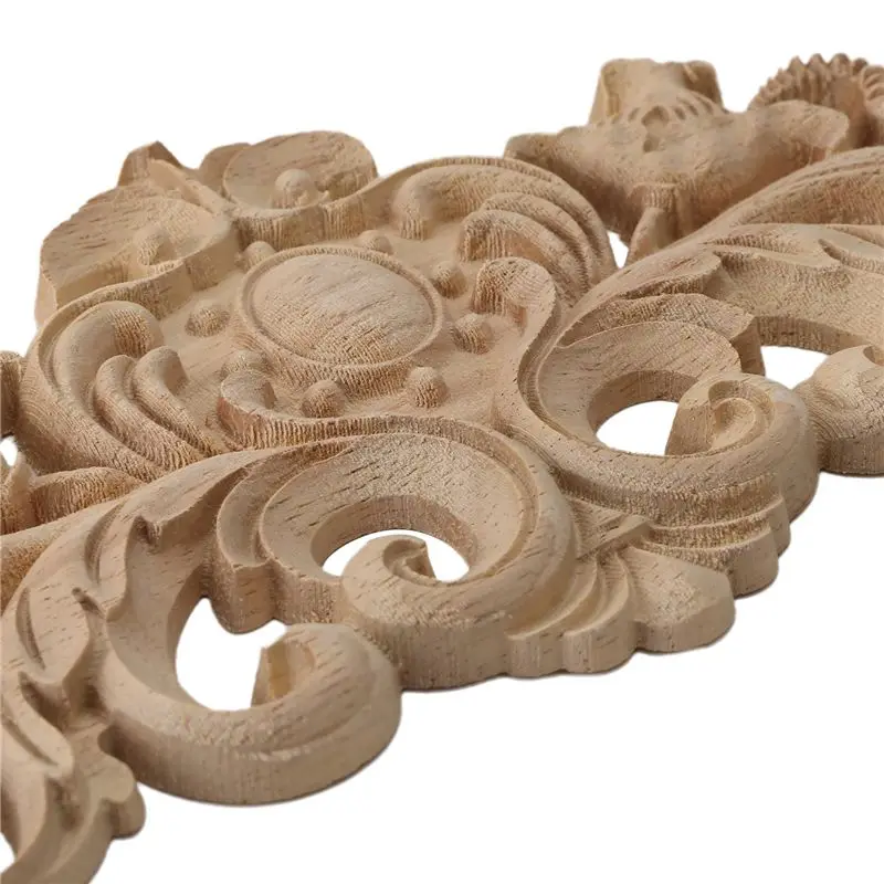 20Pcs 40X12cm Exquisite Classic Rubber Wood Carved Applique Furniture Natural Decal Wood Color