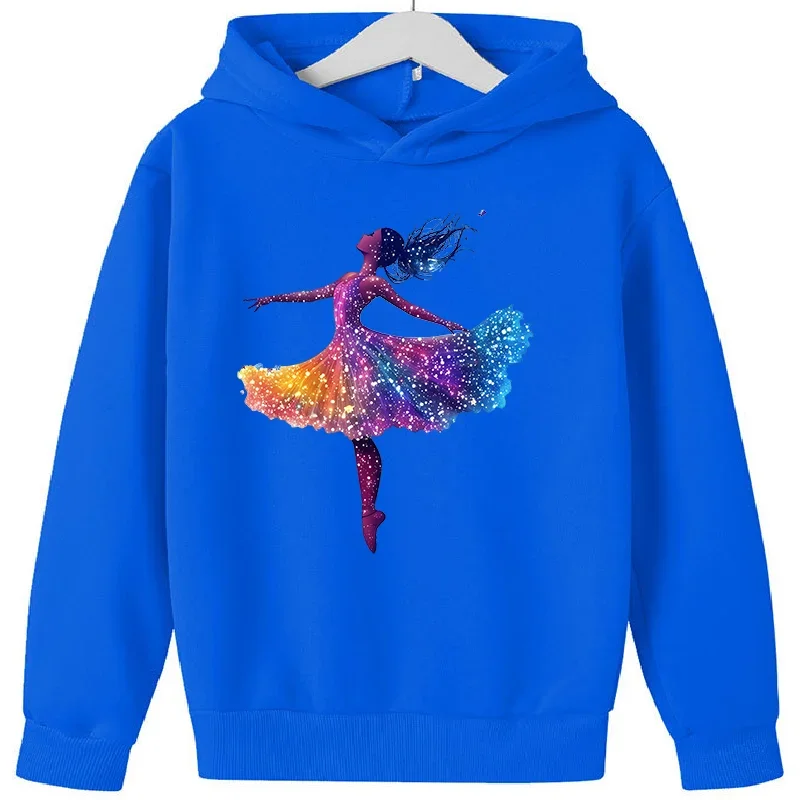 New Watercolor Gymnastics Art Print Cute Sweatshirts Girls Birthday Gift Top Thick Clothes Kids  Hooodie Sweater Blue