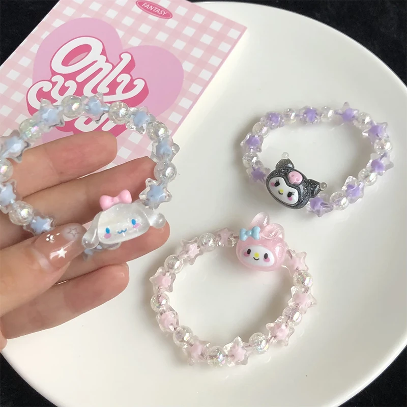 

Anime Sanrio Bracelet My Melody Hello Kitty Kawaii Beaded Chain Cute Kuromi Girl Heart Decorative Animation Derivatives Gift
