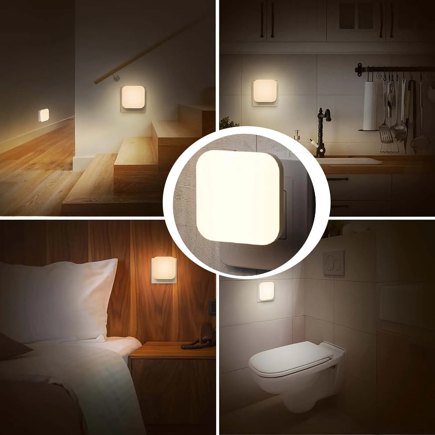 Dimmable Night Light With Auto On/Off Sensor Plug In Warm Light Energy Saving Slim Design Bedrooms, Bathroom, Stairs, Hallways image 6
