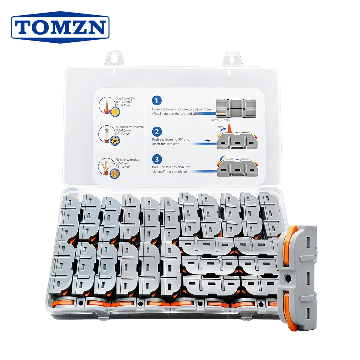 TOMZN 50PCS Universal Lever Wire Connectors 1-to-1 Assemblable Wire Connector Electrical Connectors Wire Terminals Quick Connect — купить у AliExpress WW