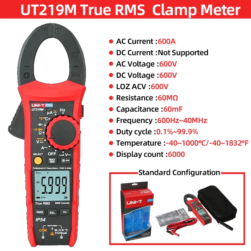 UNI-T UT219E UT219M UT219DS Professional Clamp Meter True RMS LoZ Input For Ghost Voltage Measurement CAT IV 600V