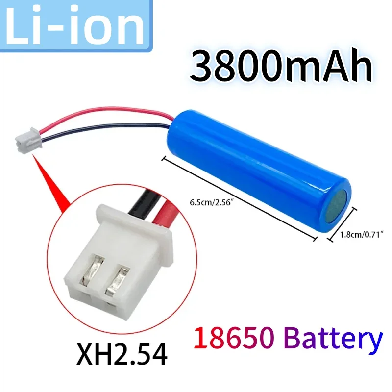 리튬 이온 충전식 배터리, 교체 소켓 포함, 비상 조명, lpega 18650, xh2.54 라인, 3.7V, 3800mAh