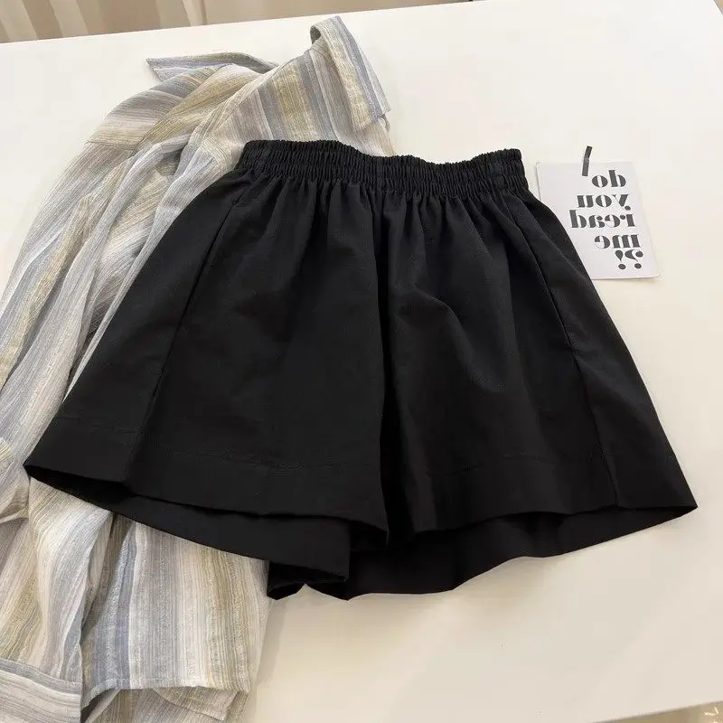 Retro Chic Lazy Style Casual Shorts Women Summer Versatile High Waist Pants Korean Loose Straight A-Line Hot Pants