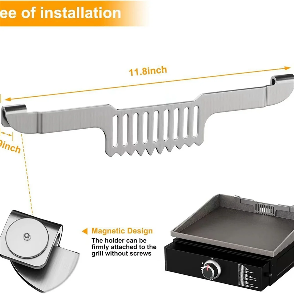 2X Griddle Spatula Holder,Stainless Steel Grill Barbecue Tool Hold Rack, Camp Chef, No Magnetic