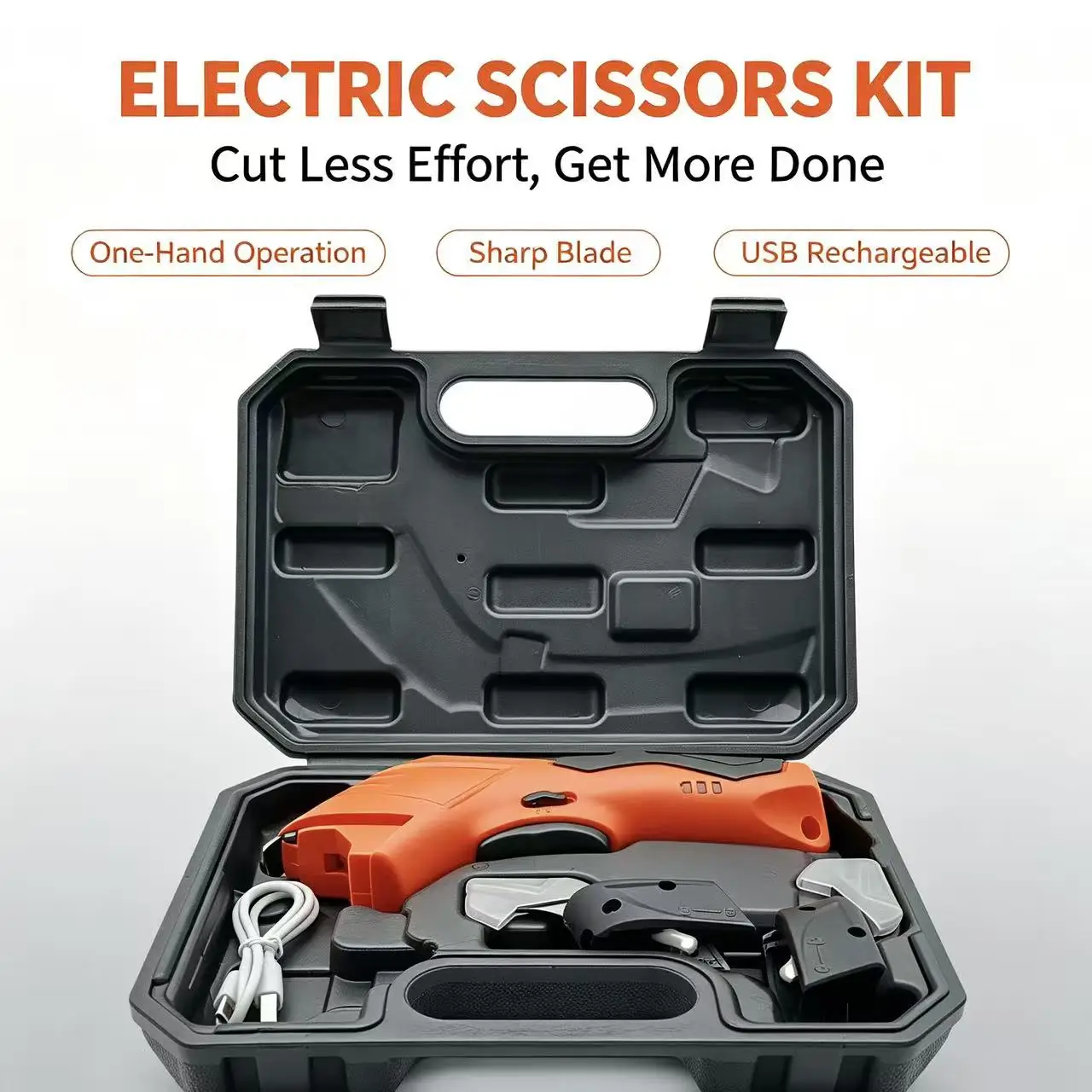 Cordless Rechargeable Electric Fabric Cutting Scissors Portable Hand‑held Shear for Leather Carpet Curtain DIY Sewing Tools