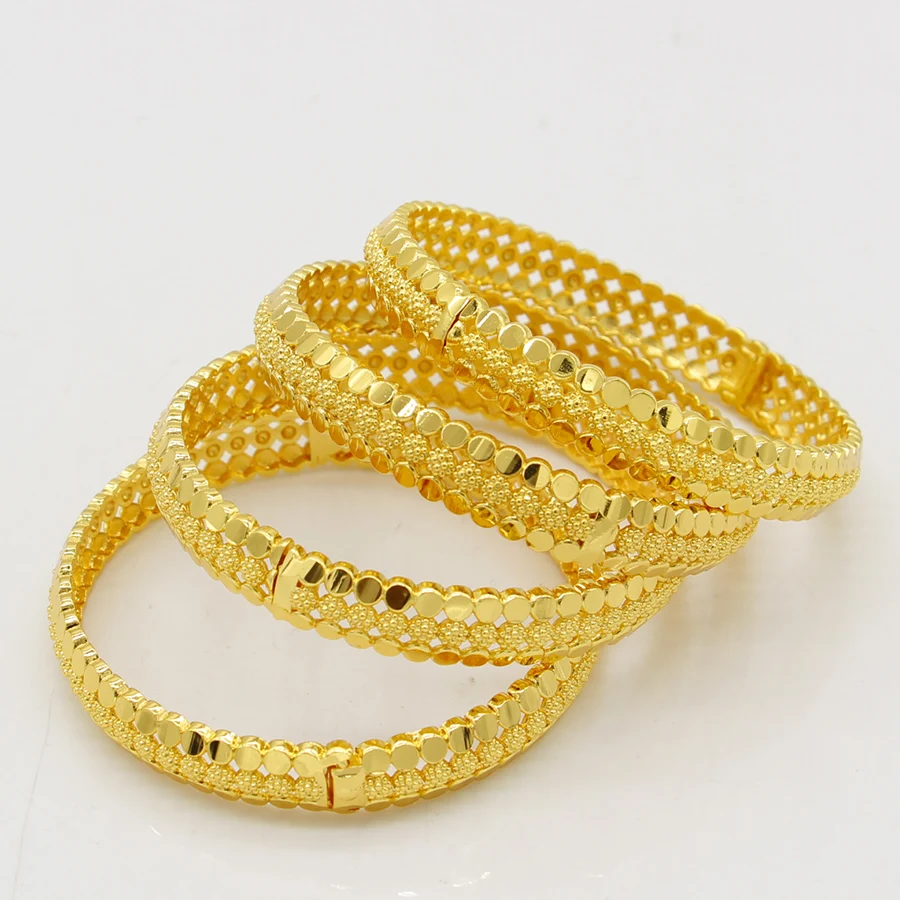 Middle East 1pcs Copper gold-Plated Bangles Dubai Fashion Jewelry For Summer Women Party Gift