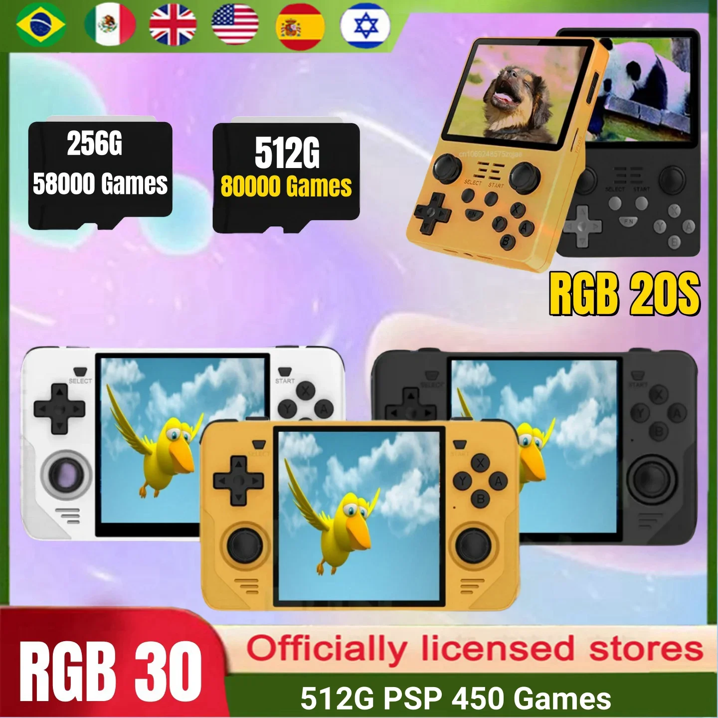 

POWKIDDY RGB30 Retro Pocket Portable Handheld Game Console RK3566 4 Inch Ips Screen WIFI HD Open-Source PSP N64 PS1 Games