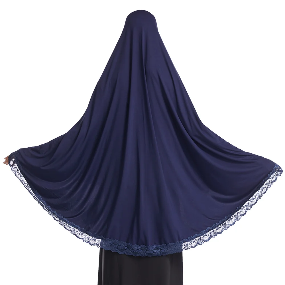 

Eid Ramadan Muslim Women Lace Khimar Overhead Niqab Islamic Prayer Garment Hijab Hooded Nikab Burqa Scarf Wrap Arab Robe Abaya