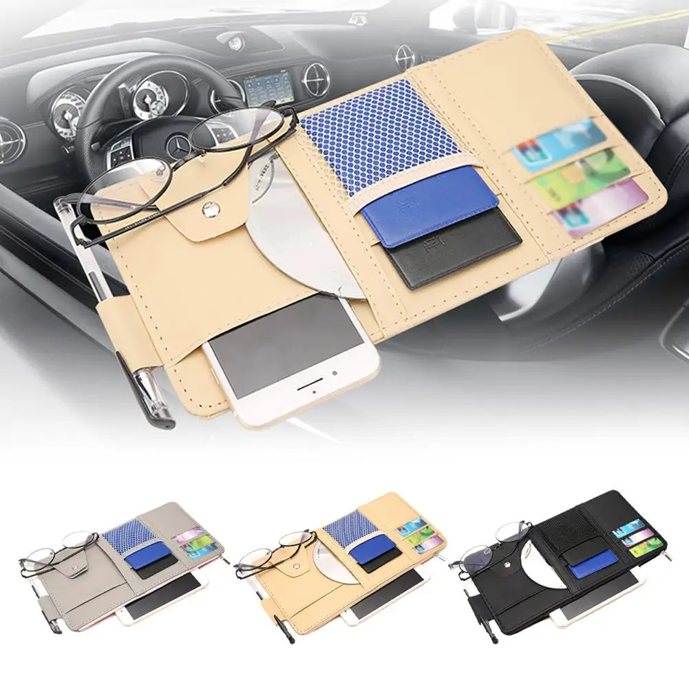 Car Multifunctional Sun Visor Clip Storage Clip Car Glasses Card Clip Bag Sun Business Storage Card Visor Receipt Removable E2D9