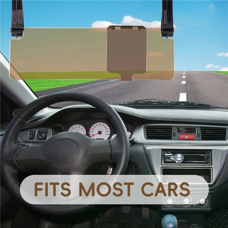AU33-Clip On Car HD Safer Vision Anti Dazzle Glare Blocker Shade Sun Visor Extension