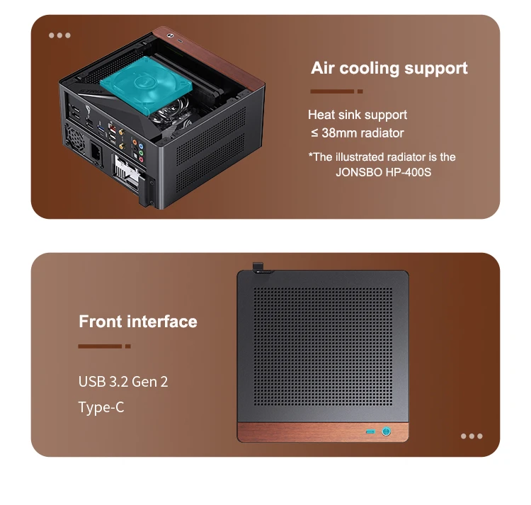 Jonsbo nv10 n10 itx mini caixa de desktop 3.3mm liga alumínio