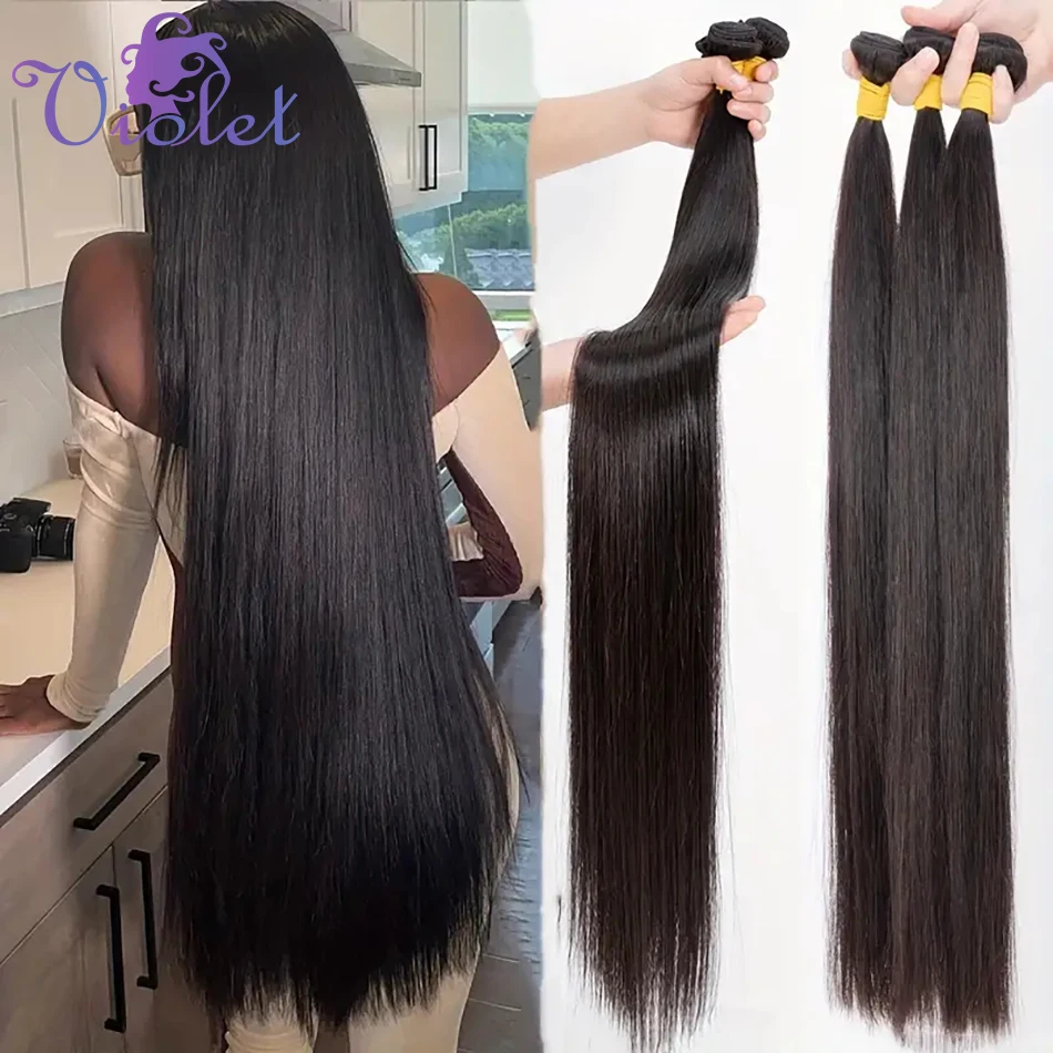 28 30 Inch Straight Human Hair Bundles Brazilian Straight Human Hair Weave Bundles 1/3/4 Natural Black Hair Bundles Extension