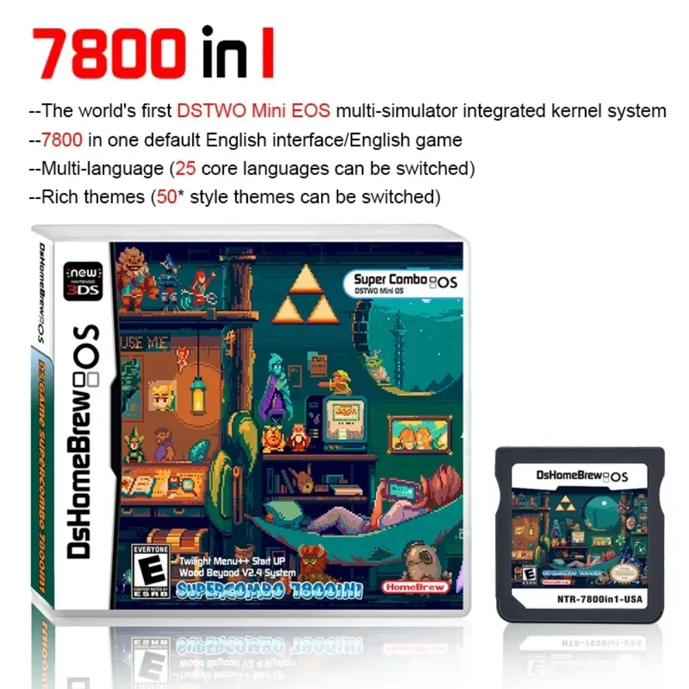 بطاقة 3DS جديدة 7800 في 1 خرطوشة متعددة لـ NDS NDSL NDSi 3DS 2DS Lite الإنجليزية مع أداة وحدة التحكم GBA NES Pce Roms