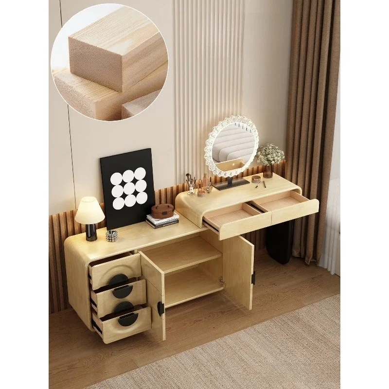 Dresser, chest and cabinet integrated, bedroom simple makeup table, cream wind, bedside storage cabinet