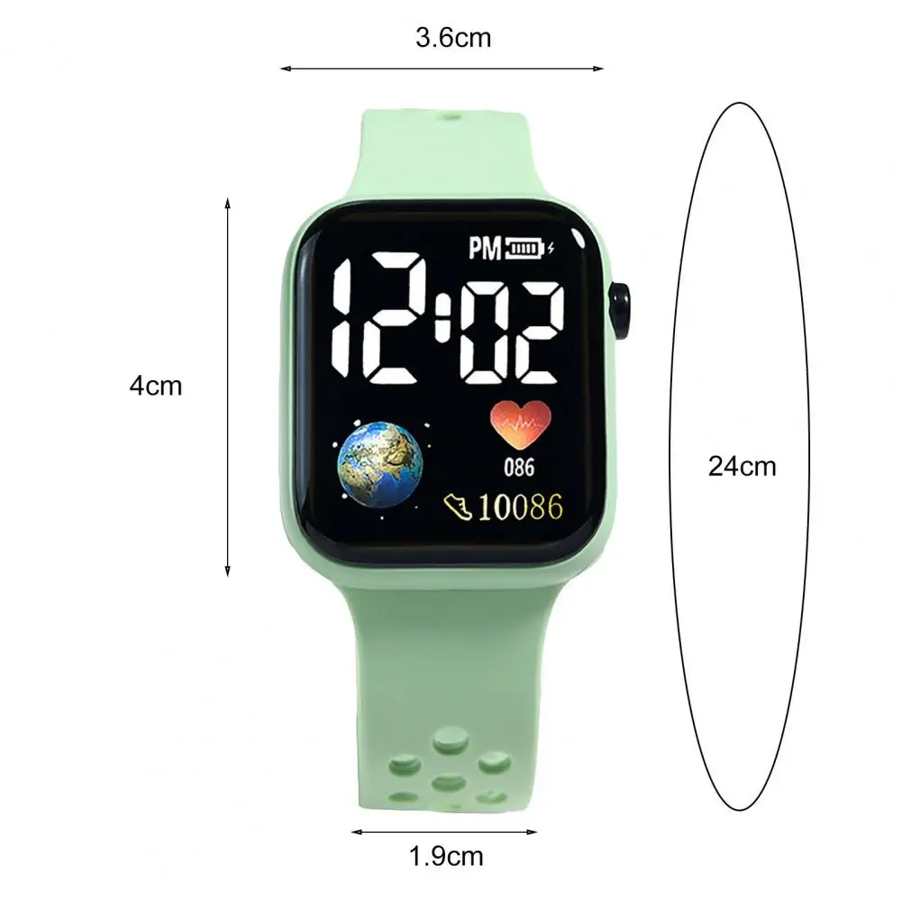 Montre électronique étanche pour enfants, montre-bracelet de sport numérique LED, cadran carré Shoous, impression de terre, garçons et filles