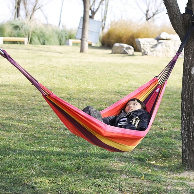 Pojedynczy szeroki gruby hamak płócienny Outdoor Camping Backpackaging huśtawka rekreacyjna przenośne wiszące łóżko huśtawka do spania hamak