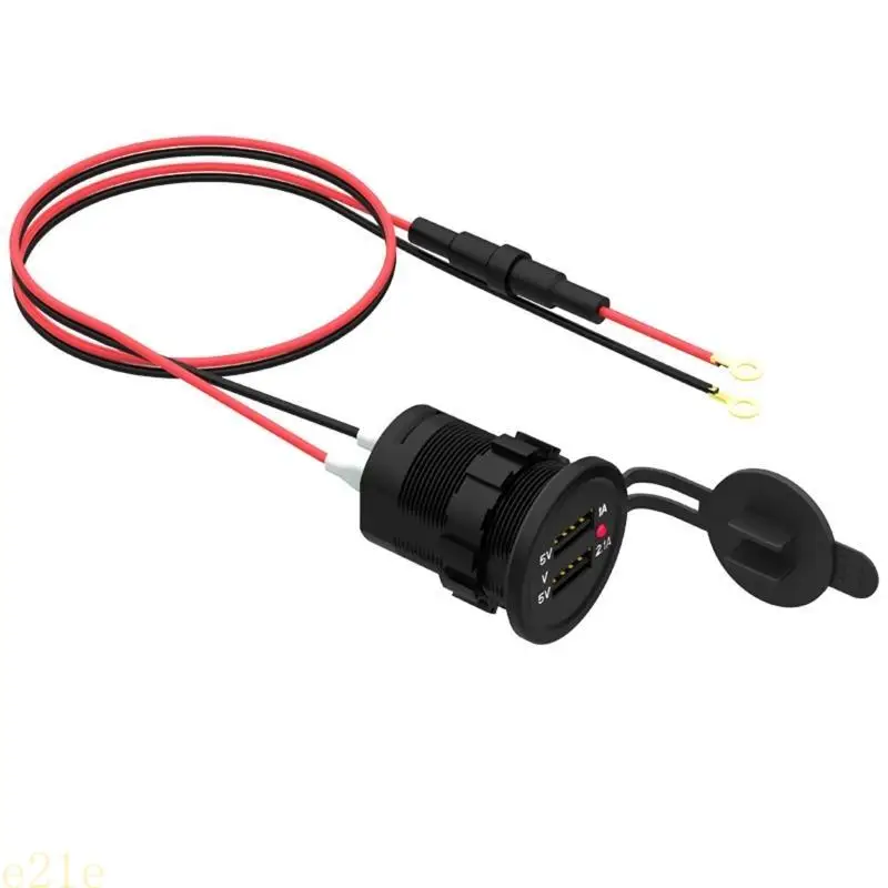 

E21E Dual USB Port 12V Waterproof Motorcycle Adapter Power Supply Socket