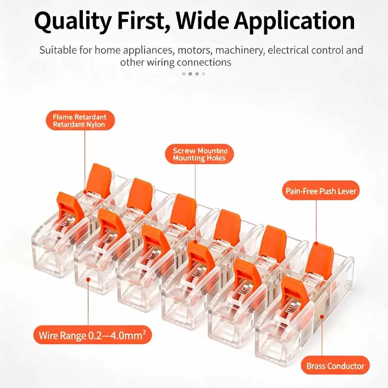 Push-in Terminal Block Quick Lock Screwless Electrical Connector 2-12 Pin Compact Wire Terminal Quick Press Type Wiring Docking
