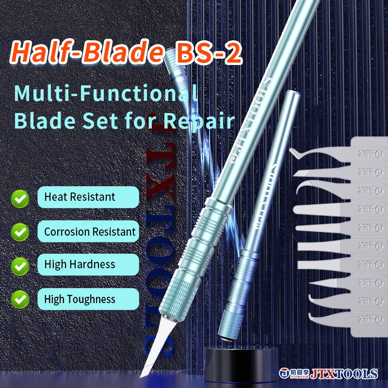 JTXTOOLS Half Blade BS-2 Repair Multifunctional Blade Set with One Crowbar and Two Types of Blade Heads Resistant to High Temper