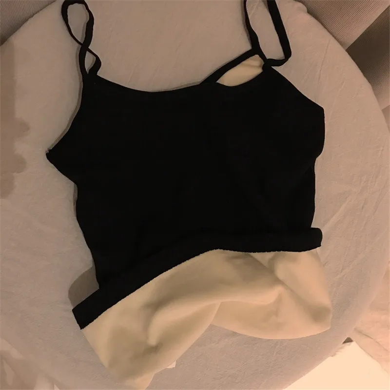 Canotta da donna sexy solido senza schienale stile coreano tenero magro bello semplice accogliente top tutto-fiammifero inverno addensare caldo moda Ins