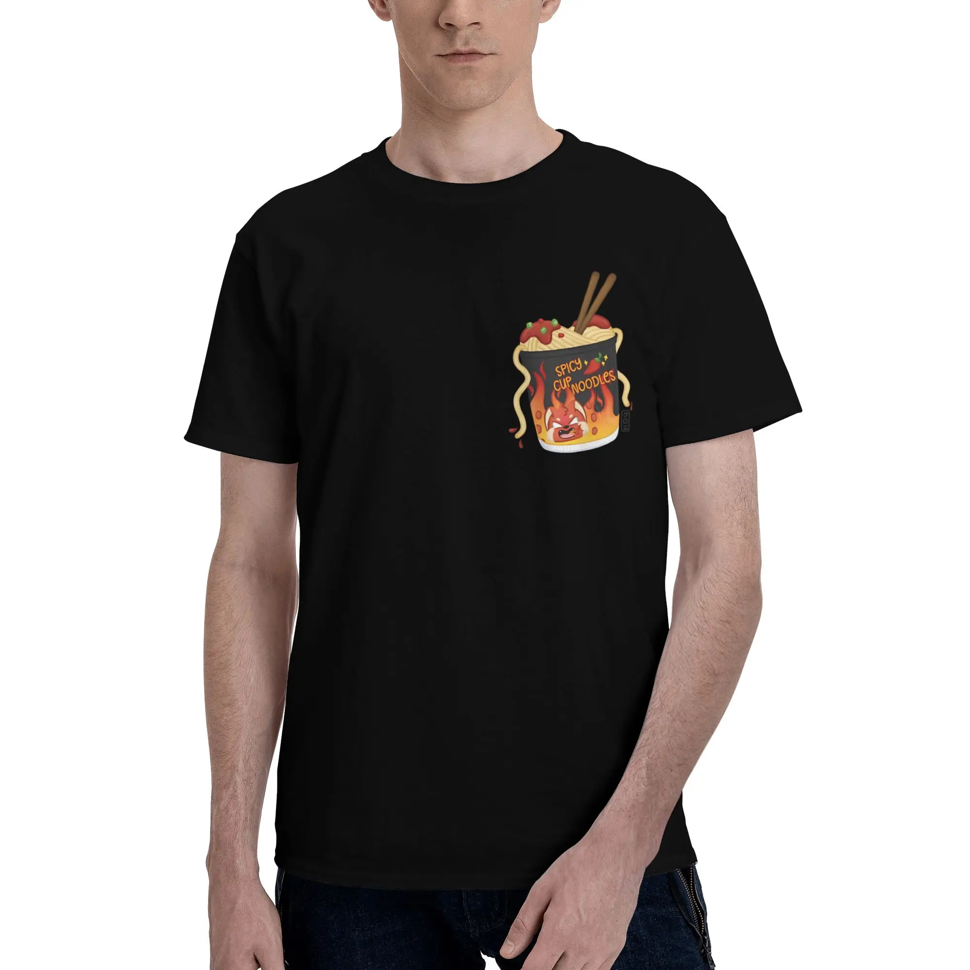 Camiseta Spicy Cup Noodles, la camiseta más picante, camiseta genial de manga corta con cuello redondo de algodón puro, ropa única para hombre