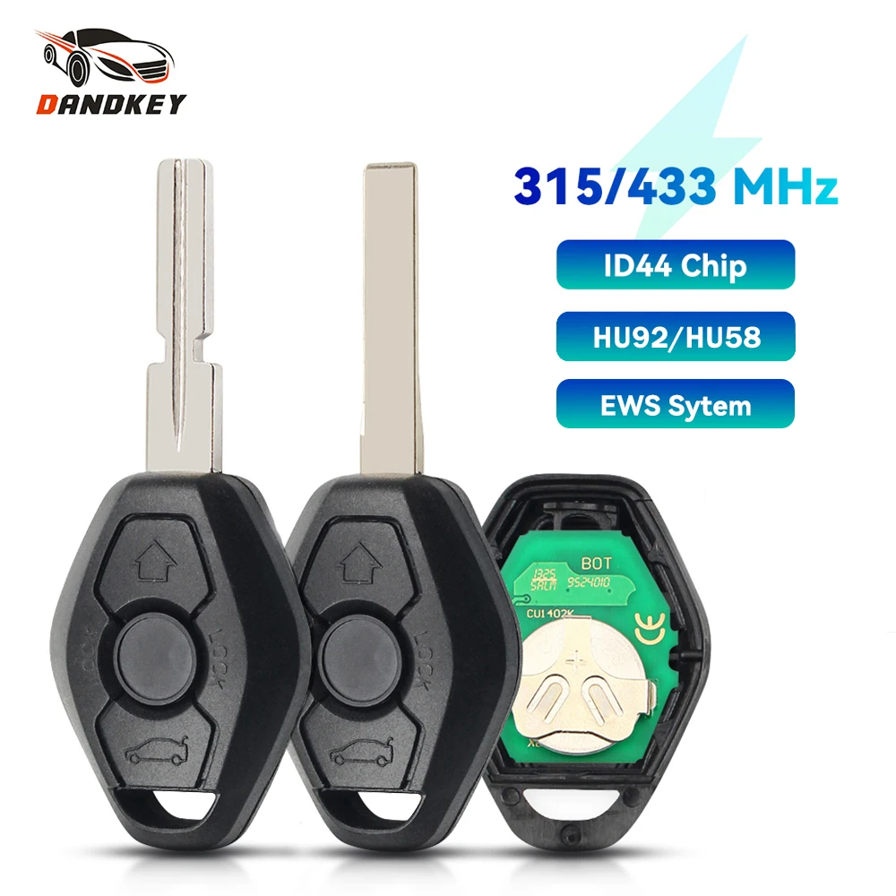 Dandkey ID44 Chip Remote Car Key For BMW X3 X5 Z3 Z4 E38 E39 E46 1/3/5/7 Series EWS System 315/433Mhz Keyless Entry Transmitter