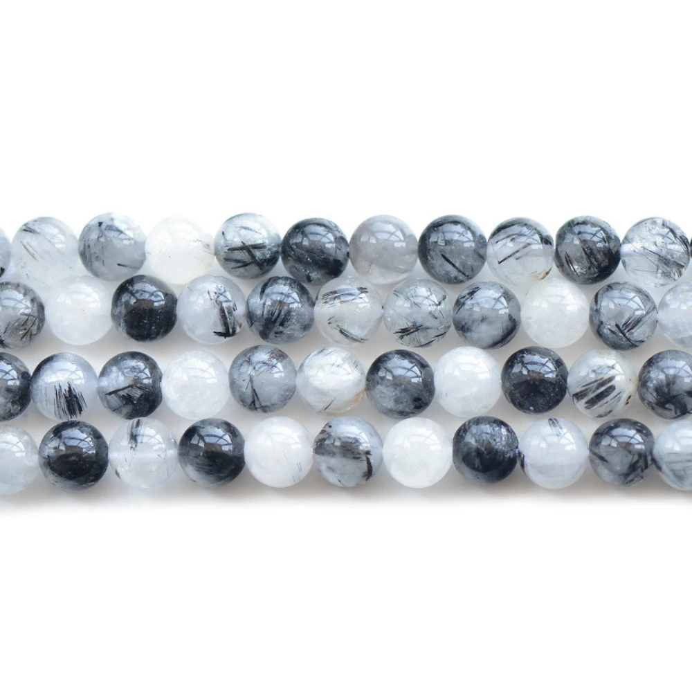 

Grade A Natural Black Rutilated Quartz Beads NOT Dyed 6mm 8mm 10mm 12mm Smooth Polished Round 15 Inch Strand