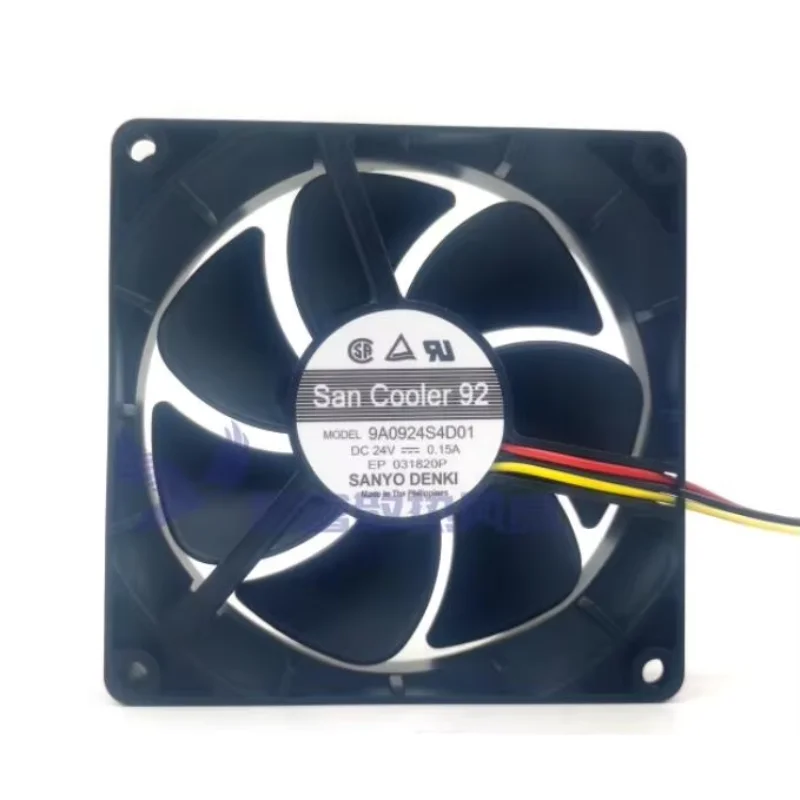 Sanyo Denki 9A0924S4D01 DC 24V 0.15A 90x90x25mm 3-Wire Server Cooling Fan