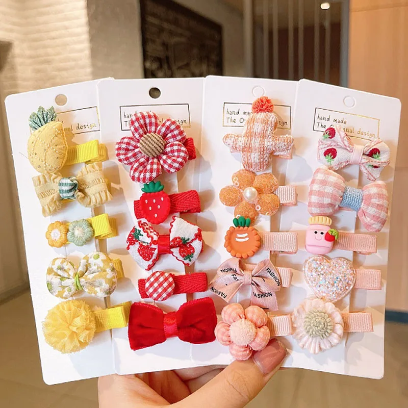 5Pcs/Set Cute Baby Girls Hairpins Mini Bow Flower Korean Hair Clips for Children Baby Barrettes Kids Hair Accessories