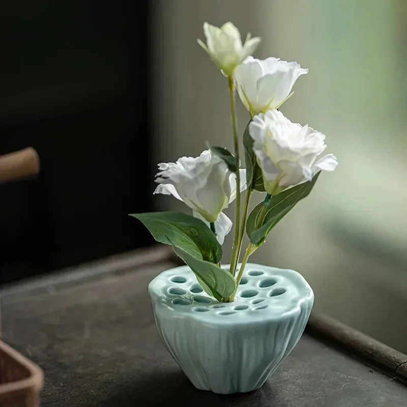 Ceramic lotus seed flower ware  arrangement bowl flower art dry flower hydroponic ware tea mat tea table decoration