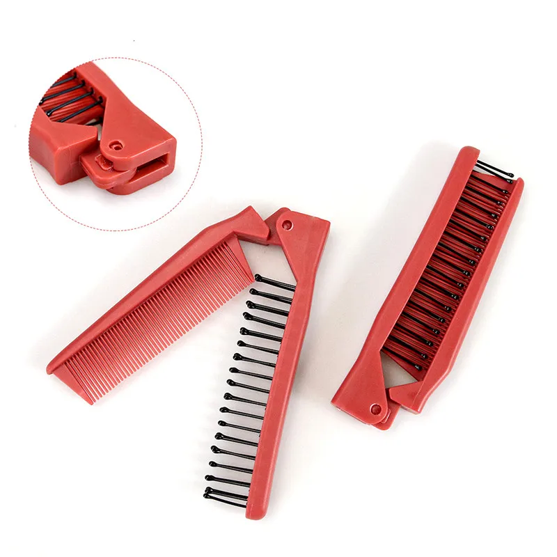 Comb 2 In One Foldable Double Headed Red Hairdressing Comb Anti Static Long Hair Voluminous Scalp Massage Comb Styling Tool